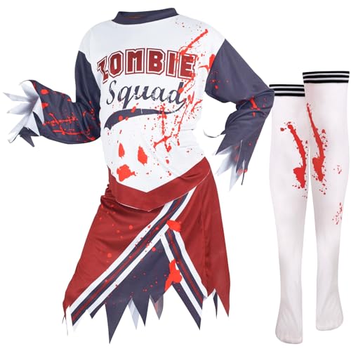 A2Z 4 Kids Chicas Zombi Imprimir Halloween Cima & Falda Conjunto - Zombie Squad Set 346._12-14