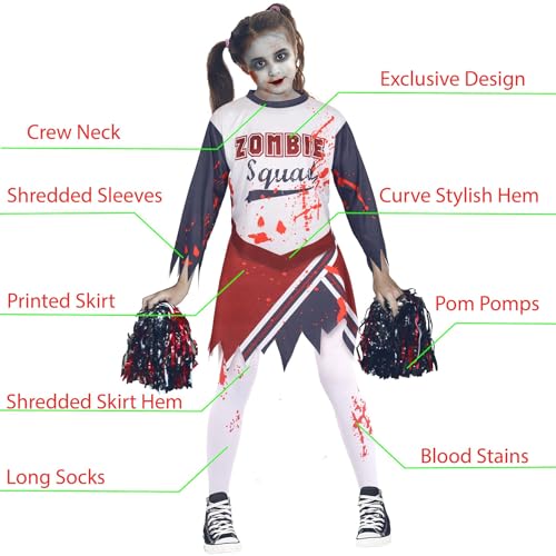 A2Z 4 Kids Chicas Zombi Imprimir Halloween Cima & Falda Conjunto - Zombie Squad Set 346._12-14