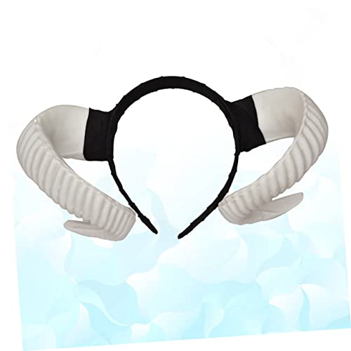 Abaodam 2 Piezas Diadema De Cuerno De Oveja De Halloween Oveja Cosplay Cuerno Coleteros Negros Para El Cabello Diadema De Halloween Diablillo Horn Cabra Antiguo Cuerno Grande Blanco Hombre