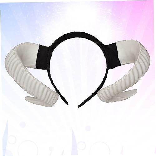 Abaodam 2 Piezas Diadema De Cuerno De Oveja De Halloween Oveja Cosplay Cuerno Coleteros Negros Para El Cabello Diadema De Halloween Diablillo Horn Cabra Antiguo Cuerno Grande Blanco Hombre