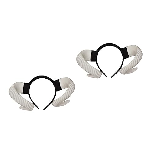 Abaodam 2 Piezas Diadema De Cuerno De Oveja De Halloween Oveja Cosplay Cuerno Coleteros Negros Para El Cabello Diadema De Halloween Diablillo Horn Cabra Antiguo Cuerno Grande Blanco Hombre