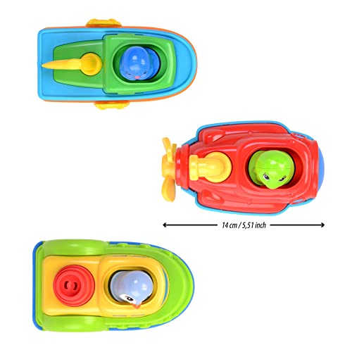 ABC - Juguete Acuático Ocean Team, Barquito 14cm, 3 Modelos Disponibles, Juguete Flotante de Baño, Recibirá una Unidad de un Personaje de Forma Aleatoria (204112008)