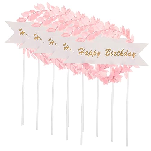 ABOOFAN 10 Piezas Bandera De Cumpleaños Primeros De La Magdalena Floral Topper De La Bandera De La Bandera De La Torta Fabuloso Cóctel De Frutas Papel Feliz Cumpleaños Pastel Bebé