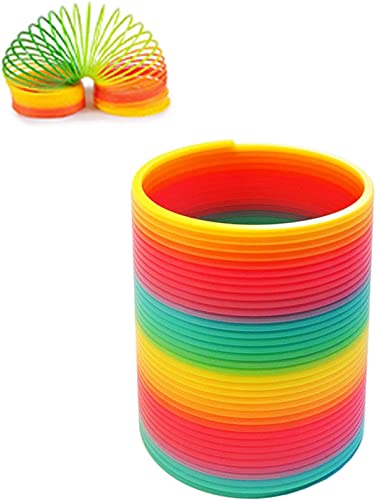 Acan Tradineur - Muelle Elástico Plástico Multicolores, Arcoíris Mágicos Colores Divertido, Muelle Arcoíris para Regalo Niños Fiestas Compleaños Ø 55 x 65 mm