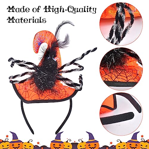 Accesorios Halloween, Sombrero de Bruja, Cinturón de Cabeza de Bruja Araña, Decorar el Cabello, Juego de Roles, Tocado de Bruja, Fiesta de Disfraces de Halloween (Naranja, Negro, Rojo)