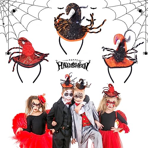 Accesorios Halloween, Sombrero de Bruja, Cinturón de Cabeza de Bruja Araña, Decorar el Cabello, Juego de Roles, Tocado de Bruja, Fiesta de Disfraces de Halloween (Naranja, Negro, Rojo)