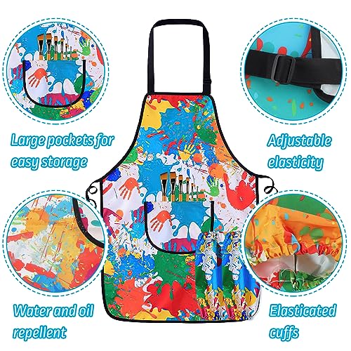 ACTOYS Bata Pintura Niños, Delantal Pintura Conjunto Escolar, Delantal Impermeable con Bolsillos Delantal Cocina Niños de 6 a 12 Años para Manualidades, Pintura, Cocina, Niñas y Niños