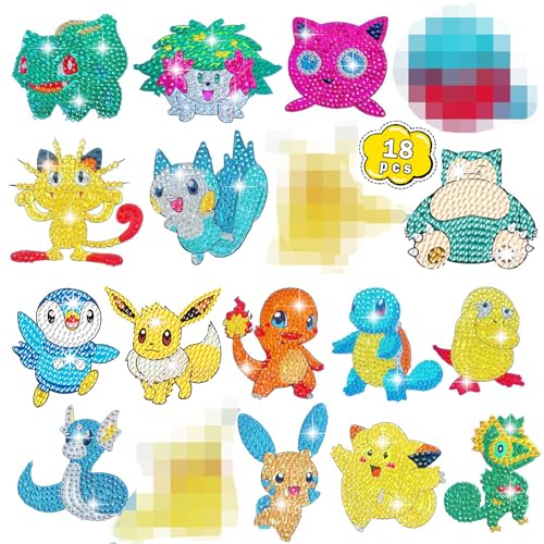 Acuiwer 5D Kit de Pintura Diamond Painting para Niños Pintura Diamantes Stickers DIY Pintura de Diamantes Animales Mosaicos Dibujo de Diamantes Pegatinas para Niños (#6-B-Pika-20piezas.)