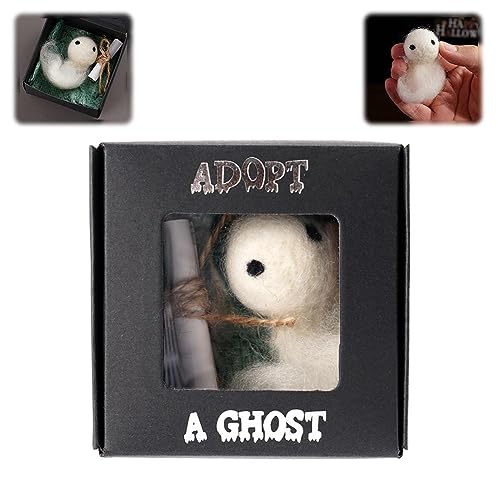 Adopta un fantasma, mini muñeca fantasma de peluche, fantasma de bolsillo de fieltro, lindo fantasma de bolsillo con un pequeño pergamino, regalo creativo de Halloween para películas espeluznantes,