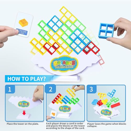 Afufu Tetra Tower Balance Game 48 Pcs, Juguetes Educativos Montessori Bloques de Tetris, Juegos Apilables Regalos para Niños y Niñas Juego Tetris Equilibrio, Balance Building Blocks