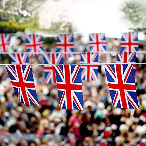 AhfuLife Bandera de bandera de Union Jack, 30 banderines británicos, banderines rectangulares de 30 pies para celebración olímpico, juegos de fútbol, barra de hogar(paquete de 4)