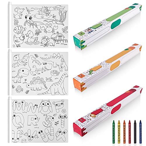 Aicharynic Rollo dibujo cortable para niños, 30cmx3 m rollo pintura para niños rollo papel pintar niños con 6 lápices colores rollo dibujo para niños regalo y entrenamiento habilidades motoras