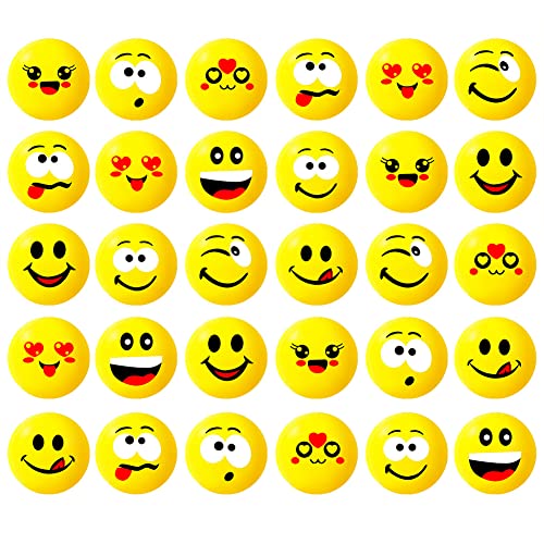 Ainiv Bola de Emoticonos, 30 Pieces Fidget Bolas con Sonrisa, Estrés Emoji Squeeze Juguetes, para Niños Adultos Aliviar La Ansiedad, Fiesta, Cumpleaños Regalo