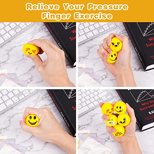 Ainiv Bola de Emoticonos, 30 Pieces Fidget Bolas con Sonrisa, Estrés Emoji Squeeze Juguetes, para Niños Adultos Aliviar La Ansiedad, Fiesta, Cumpleaños Regalo