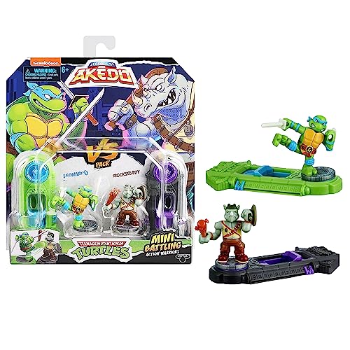 Akedo Legends of Teenage Mutant Ninja Turtles. Mini Battling Warriors Versus Pack Leonardo Vs Rocksteady (Moose Toys 15244)