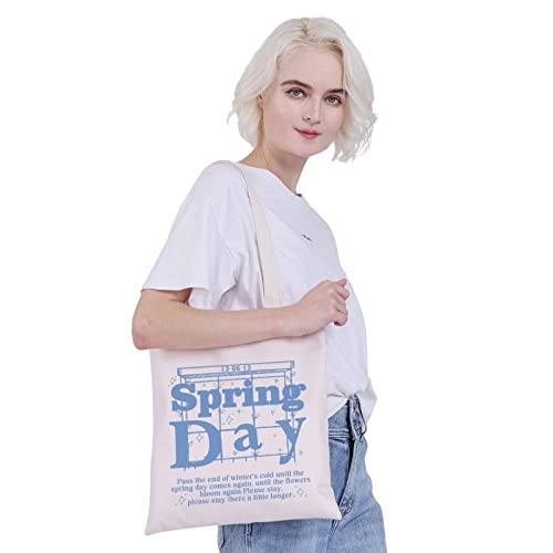 AKTAP Kpop Bangtan Boys Merchandise Bolsa de hombro inspirada en el día de la primavera Bangtan Boys Tote Kpop regalos para fanáticos del ejército recuerdo de almacenamiento, Kpop Bangtan Boys