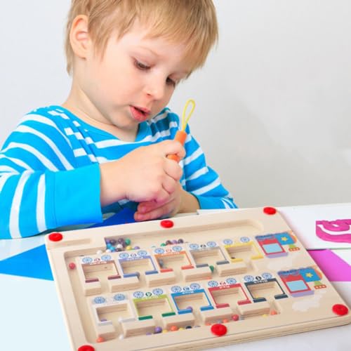 Alasum Tablero Magnético De Laberinto De Colores Y Números Tablero De Rompecabezas A Juego De Conteo De Madera Juguetes Montessori para Habilidades Motoras Finas para Niños Pequeños