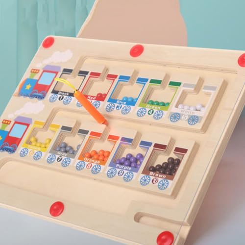 Alasum Tablero Magnético De Laberinto De Colores Y Números Tablero De Rompecabezas A Juego De Conteo De Madera Juguetes Montessori para Habilidades Motoras Finas para Niños Pequeños