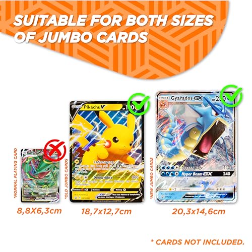 Álbum Pokémon Jumbo XXL para Cartas Pokémon Grandes - 30 Páginas para una capacidad de 60 Cartas Pokémon Jumbo GX Verdaderas, VMAX, V o EX, Album Pokemon con Fundas Tamaño 21,1x14,5cm (1)