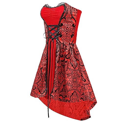 Allbestop Halloween canción Roja disfraz Cosplay disfraz reina Vestidos Goticos Lolita Para Mujer (Red, XL)