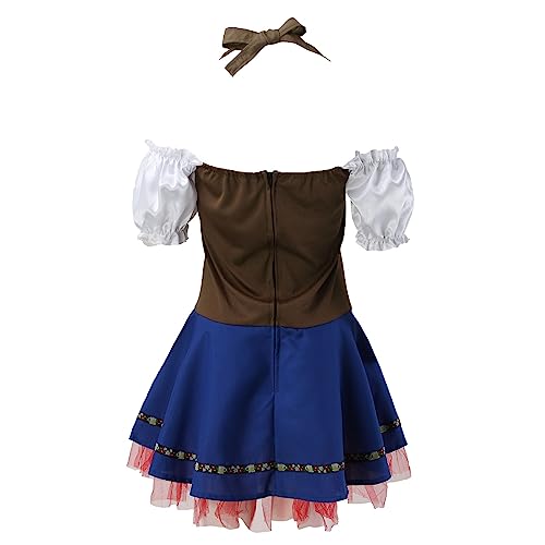 Allbestop Vestido Oktoberfest con Correa Halter para Mujer Engendro Medieval (Blue, L)