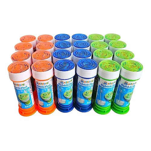 alldoro 63073 Bubble Fun - Juego de 24 pompas de jabón (55 ml, con Palo de león y Juego de Laberinto en la Tapa, para Bodas, JGA, niños a Partir de 36 Meses y Adultos), Multicolor