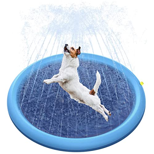 Almohadilla de Aspersor de Juego, XiXiRan Piscina Aspersor para Perros, 100 * 100cm, Splash Pad Niños Mascotas, Almohadilla de Rociadores, Splash Sprinkle Play Pad Mat, Alfombra de Agua para Perros