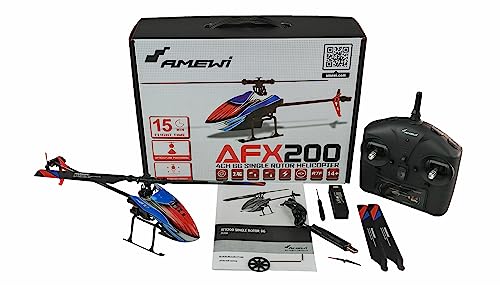 Amewi 25330 AFX200 - Helicóptero de un Solo Rotor, 4 Canales, 6 G, RTF