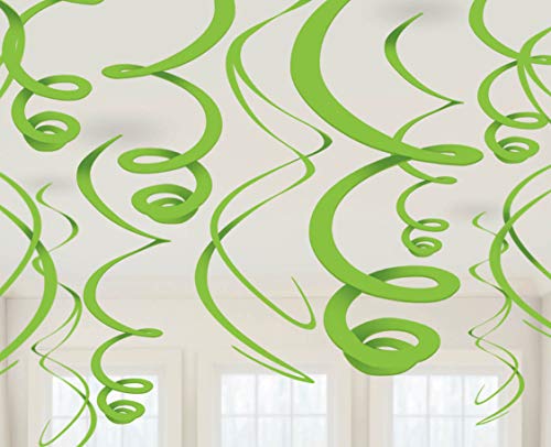 amscan 12 espirales decorativas-kiwi-55,8 cm, Paper, Vert Pomme, EE,UU, Tamaño