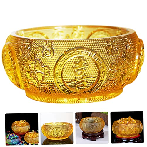 Angoily Cornucopia De Cristal Decoración Feng Shui Cenicero Dorado Cuenco Tesoro Fengshui Cornucopia De Riqueza Dinero Tazón De Ofrenda Cuenco Feng Shui Florero Aral Oficina Escritorio