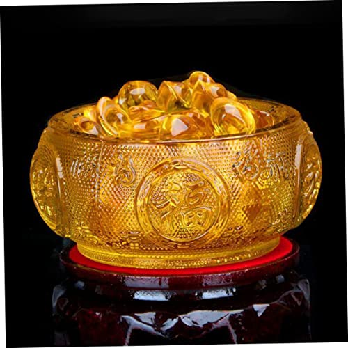 Angoily Cornucopia De Cristal Decoración Feng Shui Cenicero Dorado Cuenco Tesoro Fengshui Cornucopia De Riqueza Dinero Tazón De Ofrenda Cuenco Feng Shui Florero Aral Oficina Escritorio