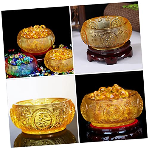 Angoily Cornucopia De Cristal Decoración Feng Shui Cenicero Dorado Cuenco Tesoro Fengshui Cornucopia De Riqueza Dinero Tazón De Ofrenda Cuenco Feng Shui Florero Aral Oficina Escritorio