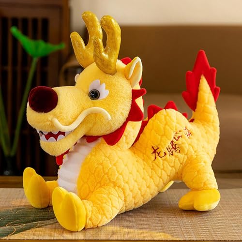 Año del muñeco dragón,Animales de peluche del dragón saltador del Año Nuevo chino - Dragón de peluche de estilo chino de la suerte con expresión bonita para el Festival de Primavera del Año Nuevo Zorq