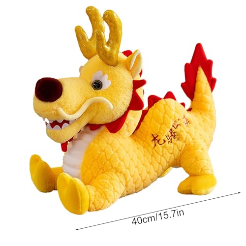 Año del muñeco dragón,Animales de peluche del dragón saltador del Año Nuevo chino - Dragón de peluche de estilo chino de la suerte con expresión bonita para el Festival de Primavera del Año Nuevo Zorq