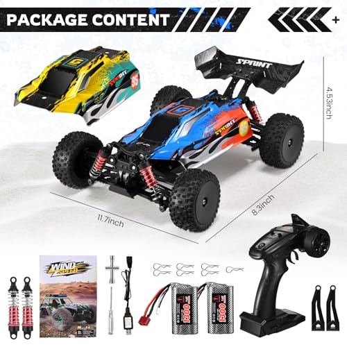 Aomdom Coche teledirigido 1:16 45 km/h Monstertruck Buggy 4WD RC Auto 2,4 GHz Control remoto Monstertruck Buggy con 2 baterías recargables para niños y adultos