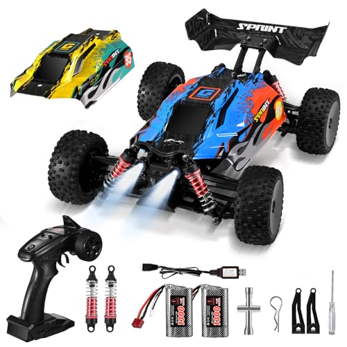 Aomdom Coche teledirigido 1:16 45 km/h Monstertruck Buggy 4WD RC Auto 2,4 GHz Control remoto Monstertruck Buggy con 2 baterías recargables para niños y adultos