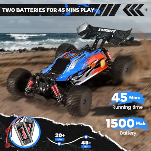 Aomdom Coche teledirigido 1:16 45 km/h Monstertruck Buggy 4WD RC Auto 2,4 GHz Control remoto Monstertruck Buggy con 2 baterías recargables para niños y adultos