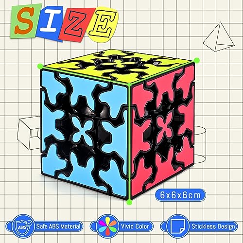 AOVNEA Gear Cube, Speed Cube 3x3x3 Smooth Cubo Magico 3D Puzzle Cubo Piramide, Juguete Educativo & Antiestrés para Adultos Niños Principiantes Profesión Navidad Cumpleaños, Cuadrada