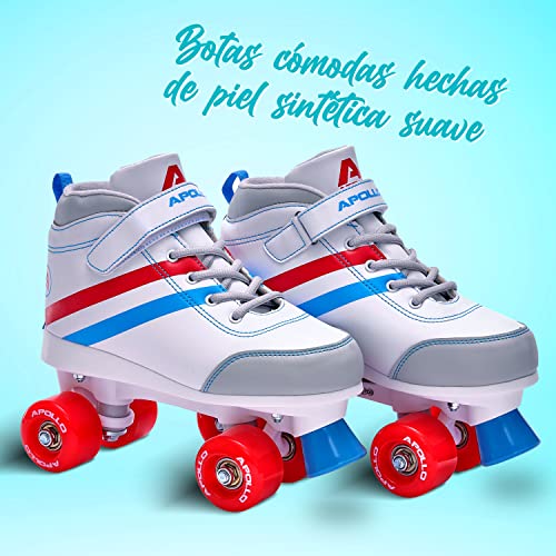 Apollo Patines 4 Ruedas con Bota Blanda Disco Roller – Patines Niña y Patines Niña, Adolescentes y Adultos - Cómodos Patines de 4 Ruedas Mujer – Tallas 31 a 39