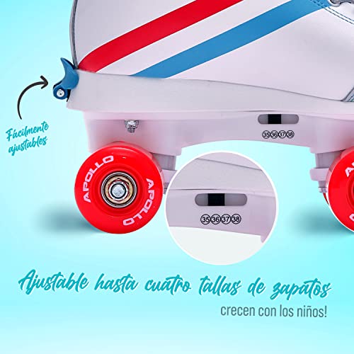 Apollo Patines 4 Ruedas con Bota Blanda Disco Roller – Patines Niña y Patines Niña, Adolescentes y Adultos - Cómodos Patines de 4 Ruedas Mujer – Tallas 31 a 39