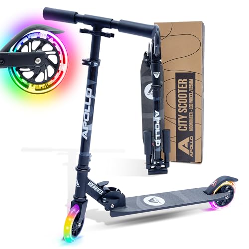 Apollo Patinete Niño LED Moonracer – Patinete Urbano con Suspensión – Patinete Evolutivo Plegable para Niños de 4+ - Patinetes para Niños de Altura Ajustable – Patinete Deportivo