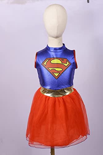 Applysu Disfraz infantil Supergirl, vestido, capa, calentadores de piernas, superhéroe, Super Heroes, fiesta temática, carnaval, cómics Supergirl TV Series Deluxe Disfraz para niñas