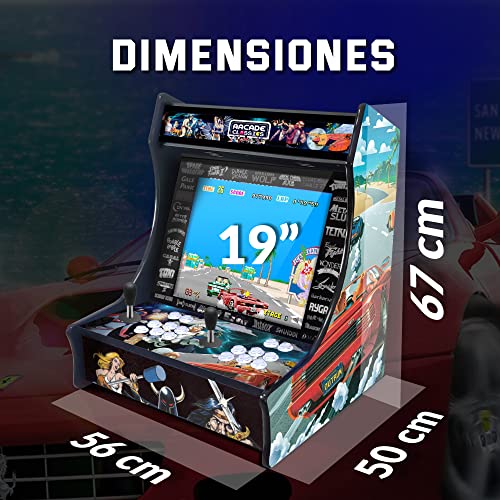 Arcade recreativa, Incluye 9.800 Juegos, Joysticks Arcade de Tipo Americano con 6 Botones de Juego, Incluye Placa Pandora DX 2 Plus, Posibilidad de Jugar hasta 4 Jugadores, Modelo out