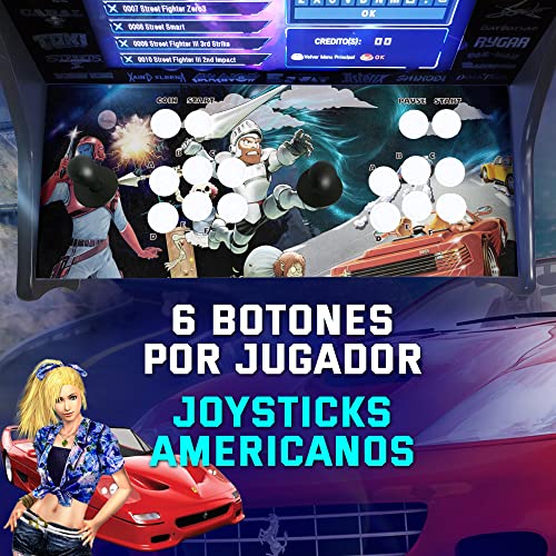 Arcade recreativa, Incluye 9.800 Juegos, Joysticks Arcade de Tipo Americano con 6 Botones de Juego, Incluye Placa Pandora DX 2 Plus, Posibilidad de Jugar hasta 4 Jugadores, Modelo out