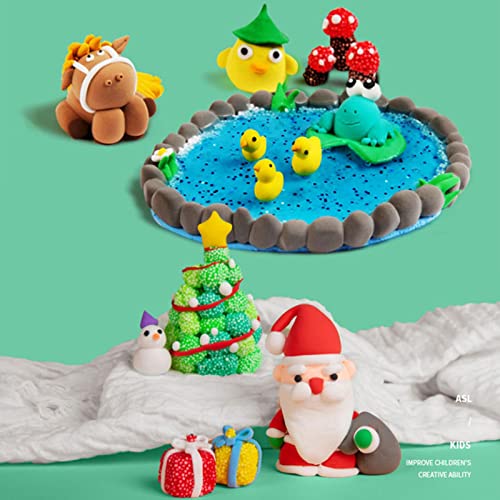 Arcilla para modelar – 12 Colores Poly-mer Cl-ay DIY Arcilla Seca al Aire DIY Polym-er C-Lay Kit mágico DIY Ultraligero Plastilina Moldeado para Niños/Los Mejores Regalos para niños