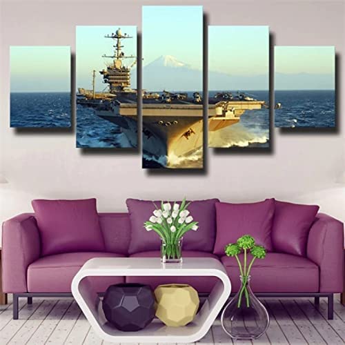 Arte En Lienzo Póster Modular 5 Piezas Portaaviones De Las Fuerzas Armadas Cuadros Hd Imprimir Decoración Habitación Moderna Salón Dormitorio Hotel Niños Habitación Galería (Xl/Sin Marco 1-5J6Y-Z2J