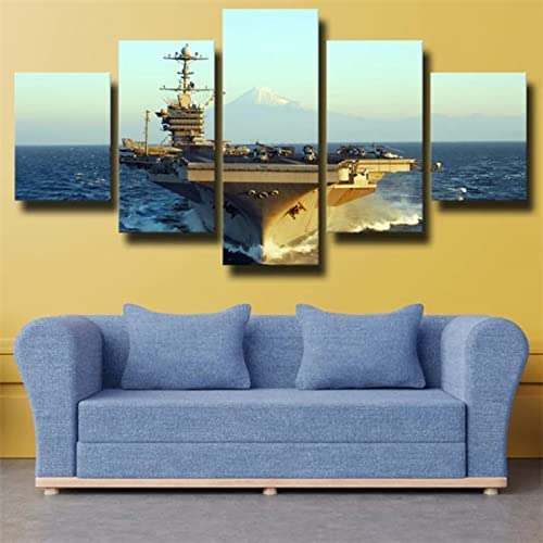 Arte En Lienzo Póster Modular 5 Piezas Portaaviones De Las Fuerzas Armadas Cuadros Hd Imprimir Decoración Habitación Moderna Salón Dormitorio Hotel Niños Habitación Galería (Xl/Sin Marco 1-5J6Y-Z2J