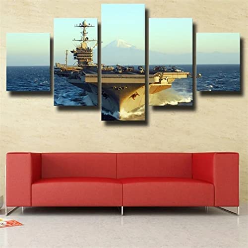 Arte En Lienzo Póster Modular 5 Piezas Portaaviones De Las Fuerzas Armadas Cuadros Hd Imprimir Decoración Habitación Moderna Salón Dormitorio Hotel Niños Habitación Galería (Xl/Sin Marco 1-5J6Y-Z2J