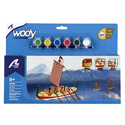 Artesanía Latina - Maqueta de Barco en Madera - Barco Vikingo Drakkar para Niños +8 - Modelo 30506N - Maquetas para Montar