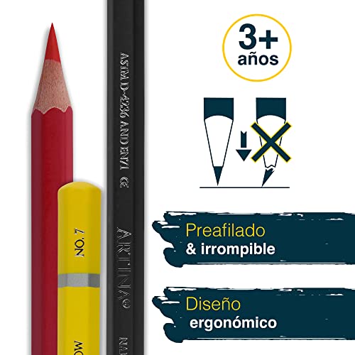 Artina lápices de colores para niños Artilo Set de 120 lápices - Juego XXL de pinturas para niños de madera FSC irrompibles – para dibujar y colorear – En casa o colegio